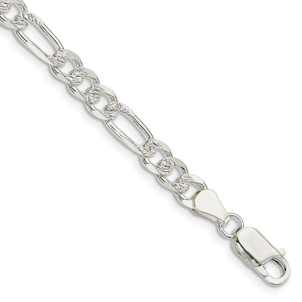 Sterling Silver 5.5mm Pavé Flat Figaro Chain