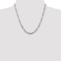 Sterling Silver Rhodium-plated 5.5mm Pavé Flat Figaro Chain