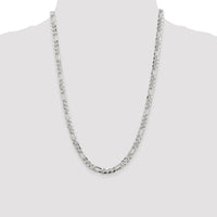 Sterling Silver Rhodium-plated 5.5mm Pavé Flat Figaro Chain