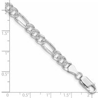 Sterling Silver Rhodium-plated 5.5mm Pavé Flat Figaro Chain