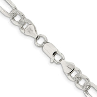 Sterling Silver 7.0mm Pavé Flat Figaro Chain