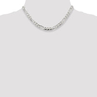 Sterling Silver 7.0mm Pavé Flat Figaro Chain