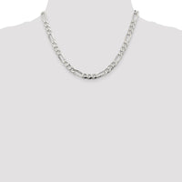 Sterling Silver 7.0mm Pavé Flat Figaro Chain