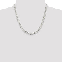 Sterling Silver 7.0mm Pavé Flat Figaro Chain