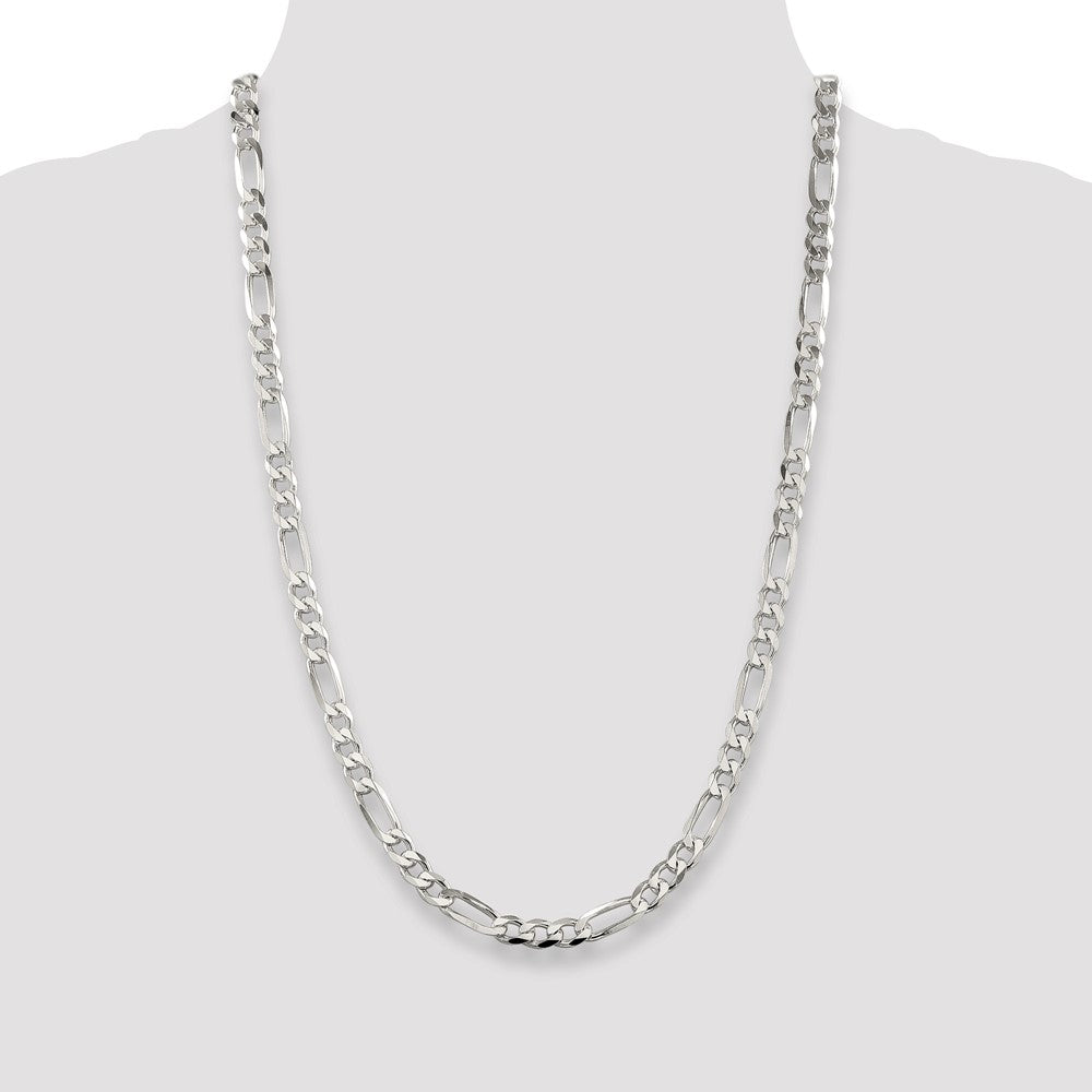 Sterling Silver 7.0mm Pavé Flat Figaro Chain