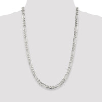 Sterling Silver 7.0mm Pavé Flat Figaro Chain