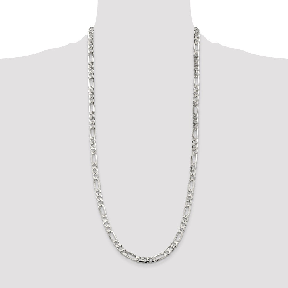 Sterling Silver 7.0mm Pavé Flat Figaro Chain