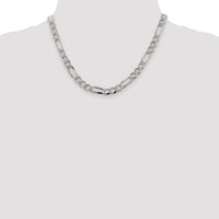 Sterling Silver 7.25mm Pavé Flat Figaro Chain
