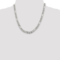 Sterling Silver 7.25mm Pavé Flat Figaro Chain