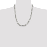Sterling Silver 7.25mm Pavé Flat Figaro Chain