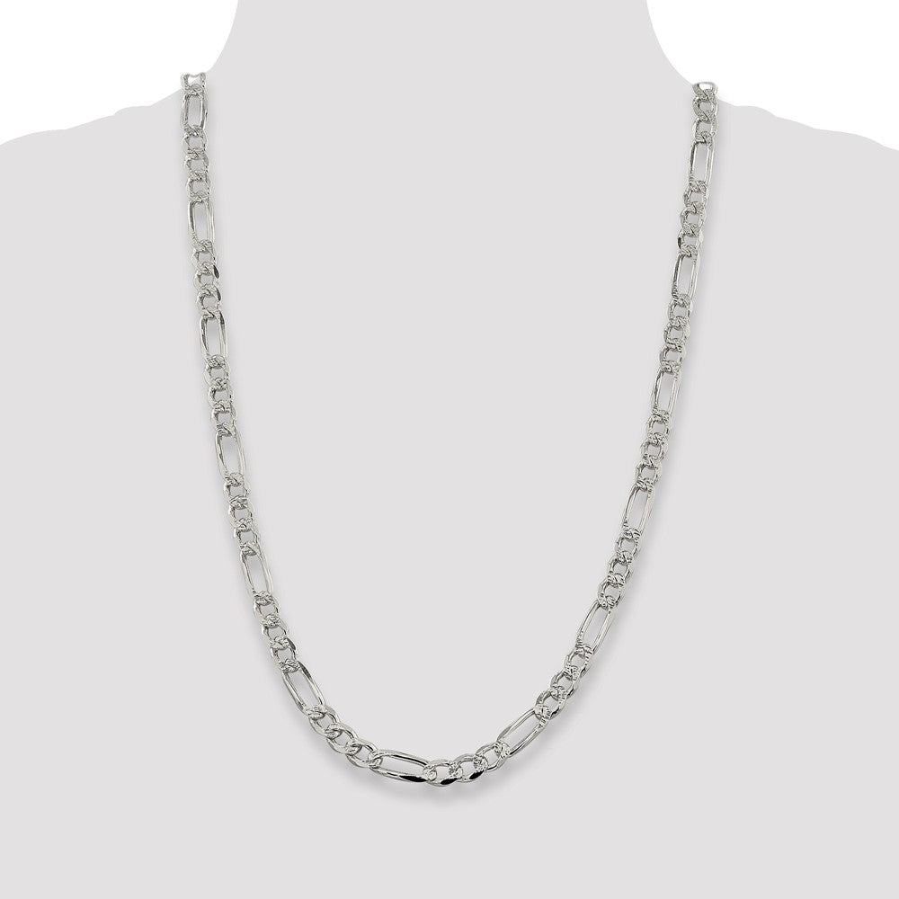 Sterling Silver 7.25mm Pavé Flat Figaro Chain