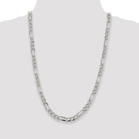 Sterling Silver 7.25mm Pavé Flat Figaro Chain