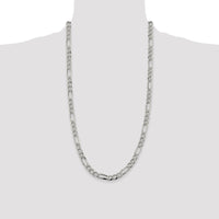 Sterling Silver 7.25mm Pave Flat Figaro Chain