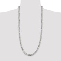 Sterling Silver 7.25mm Pavé Flat Figaro Chain