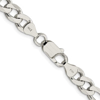 Sterling Silver Rhodium-plated 7.25mm Pavé Flat Figaro Chain