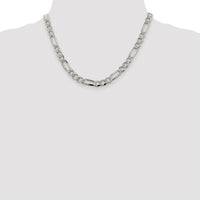 Sterling Silver Rhodium-plated 7.25mm Pavé Flat Figaro Chain