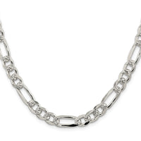 Sterling Silver 8mm Pavé Flat Figaro Chain