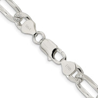 Sterling Silver 8mm Pavé Flat Figaro Chain