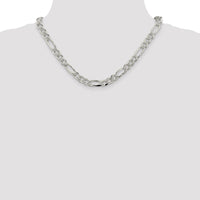 Sterling Silver 8mm Pavé Flat Figaro Chain