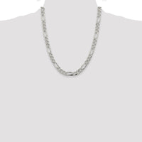 Sterling Silver 8mm Pavé Flat Figaro Chain