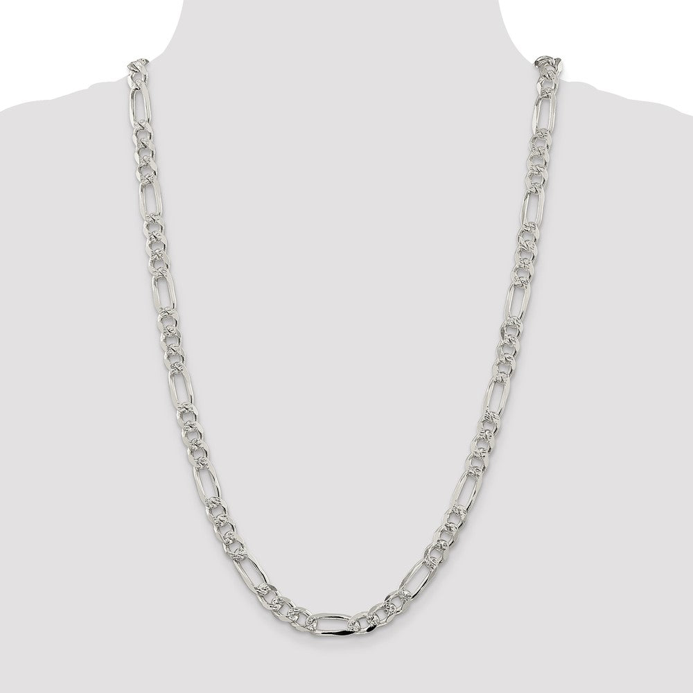 Sterling Silver 8mm Pavé Flat Figaro Chain