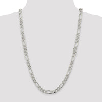 Sterling Silver 8mm Pavé Flat Figaro Chain