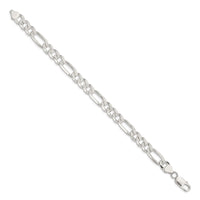 Sterling Silver 8mm Pave Flat Figaro Chain