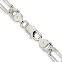 Sterling Silver Rhodium-plated 8mm Pavé Flat Figaro Chain