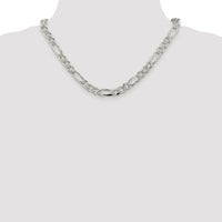 Sterling Silver Rhodium-plated 8mm Pavé Flat Figaro Chain