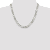 Sterling Silver 9.5mm Pavé Flat Figaro Chain