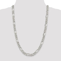 Sterling Silver 9.5mm Pavé Flat Figaro Chain
