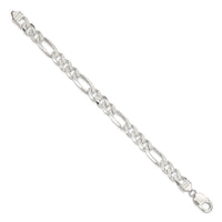 Sterling Silver 9.5mm Pavé Flat Figaro Chain