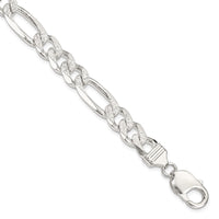 Sterling Silver 9.5mm Pavé Flat Figaro Chain