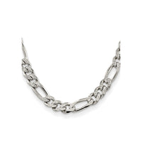 Sterling Silver 11.0mm Pavé Flat Figaro Chain