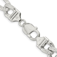Sterling Silver 11.0mm Pavé Flat Figaro Chain