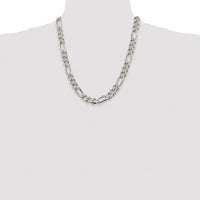 Sterling Silver 11.0mm Pavé Flat Figaro Chain