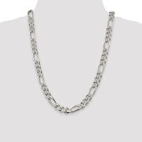 Sterling Silver 11.0mm Pavé Flat Figaro Chain