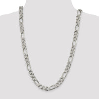 Sterling Silver 11.0mm Pavé Flat Figaro Chain