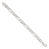 Sterling Silver 11.0mm Pavé Flat Figaro Chain