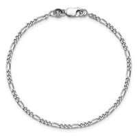Sterling Silver Rhodium-plated 2.25mm Figaro Chain