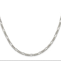 Sterling Silver Rhodium-plated 3.5mm Figaro Chain