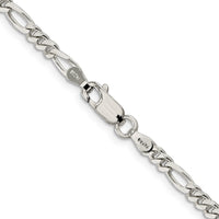 Sterling Silver Rhodium-plated 3.5mm Figaro Chain