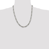 Sterling Silver Rhodium-plated 5.25mm Figaro Chain