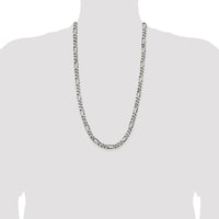 Sterling Silver Antiqued 6.5mm Figaro Chain