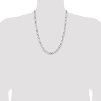 Sterling Silver Rhodium-plated 6.5mm Figaro Chain