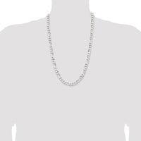Sterling Silver Rhodium-plated 7.5mm Figaro Chain