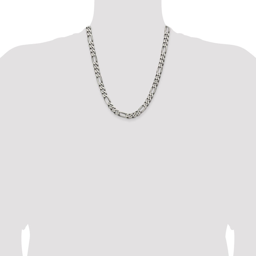 Sterling Silver Antiqued 7.75mm Figaro Chain