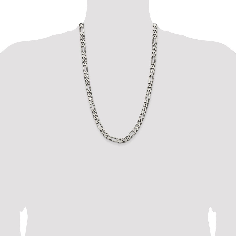 Sterling Silver Antiqued 7.75mm Figaro Chain