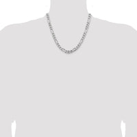 Sterling Silver Rhodium-plated 7.75mm Figaro Chain