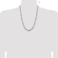 Sterling Silver Rhodium-plated 7.75mm Figaro Chain